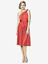 Front View Thumbnail - Perfect Coral Twist Wrap Convertible Cocktail Dress