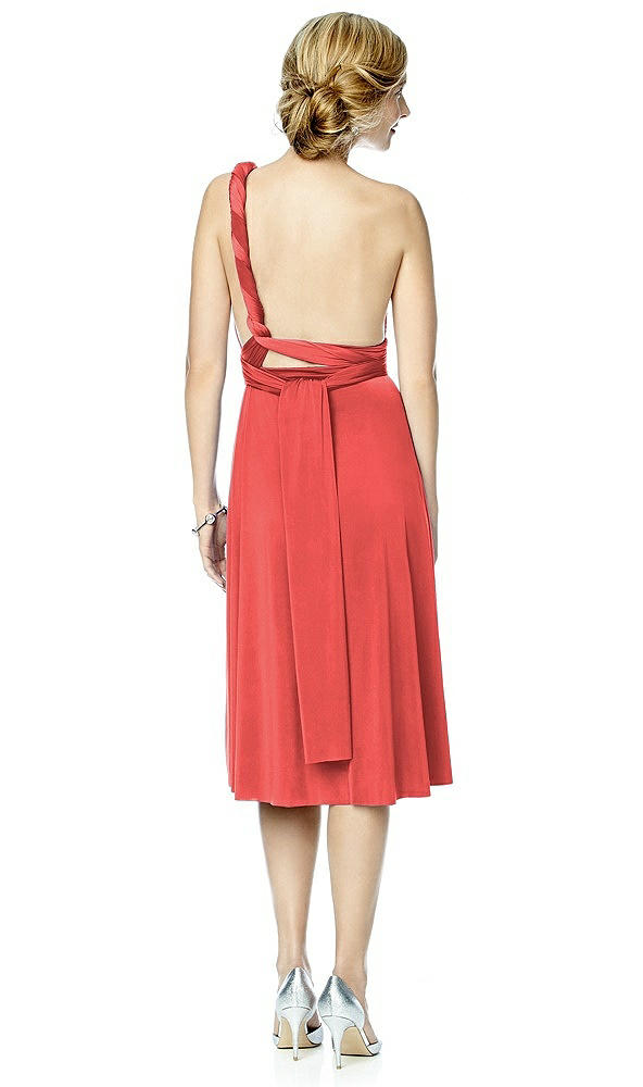 Back View - Perfect Coral Twist Wrap Convertible Cocktail Dress