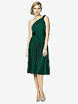 Front View Thumbnail - Hunter Green Twist Wrap Convertible Cocktail Dress