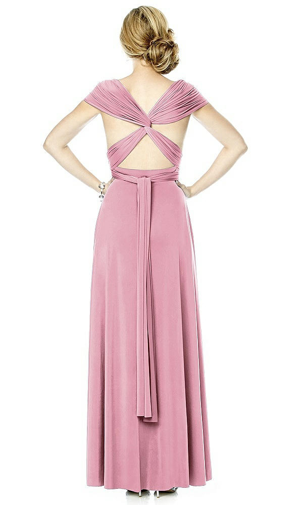 Back View - Sea Pink Twist Wrap Convertible Maxi Dress