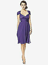 Front View Thumbnail - Regalia - PANTONE Ultra Violet Twist Wrap Dress w/ Chiffon Overskirt: Short