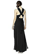 Rear View Thumbnail - Black Twist Wrap Dress w/ Chiffon Overskirt: Long