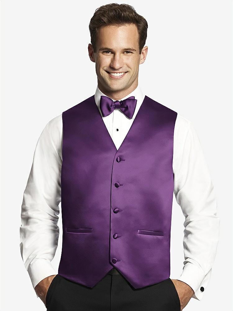 Front View - African Violet Matte Satin Tuxedo Vests by After Six