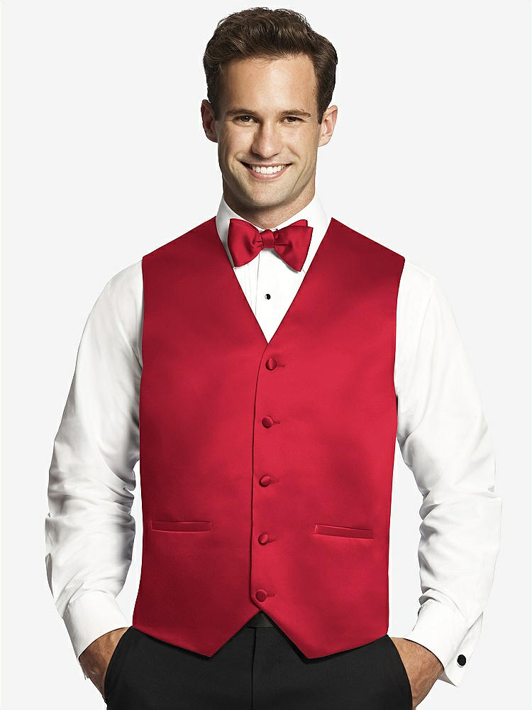 Front View - Flame Matte Satin Tuxedo Vests by After Six