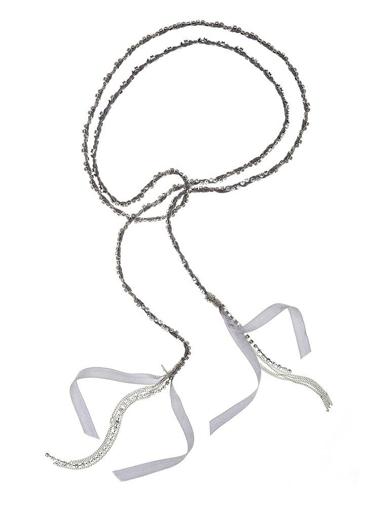 Front View - Silver Rhinestone and Ribbon Woven Lariat