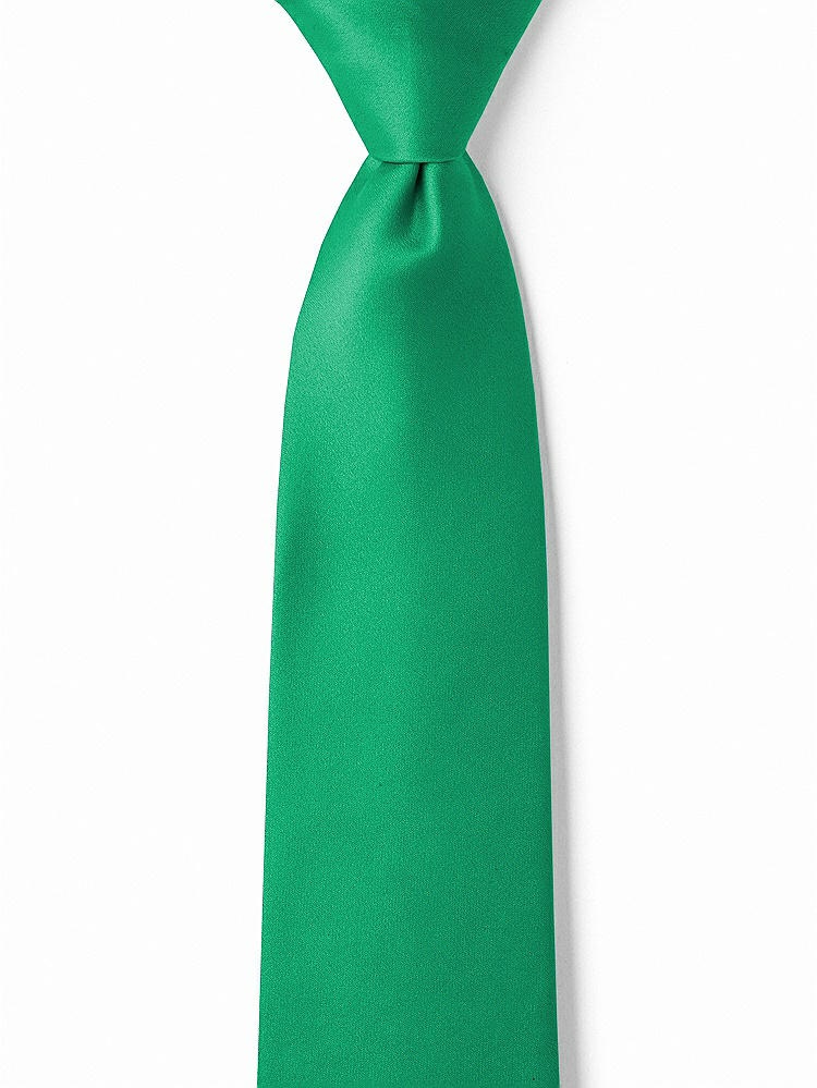Front View - Pantone Emerald Matte Satin Boy's 14" Zip Necktie by After Six