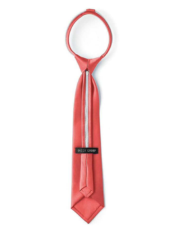 Back View - Perfect Coral Matte Satin Boy's 14" Zip Necktie by After Six