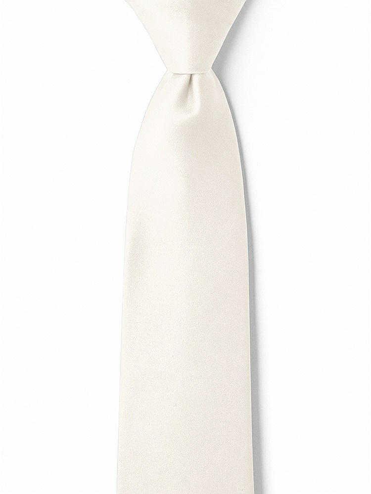 Front View - Ivory Matte Satin Boy's 14" Zip Necktie by After Six