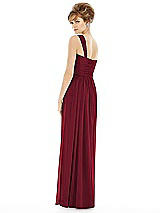 Rear View Thumbnail - Burgundy One Shoulder Assymetrical Draped Bodice Dress