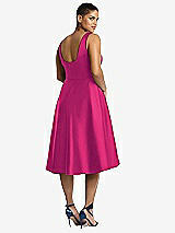 Rear View Thumbnail - Think Pink Bateau Neck Satin High Low Cocktail Dress