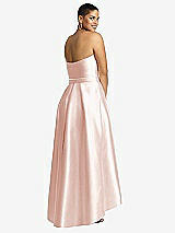 Rear View Thumbnail - Blush & Blush Strapless Satin High Low Dress with Pockets