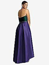 Rear View Thumbnail - Grape & Evergreen Strapless Satin High Low Dress with Pockets