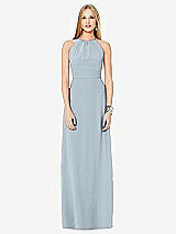 Front View Thumbnail - Mist Open-Back Shirred Halter Dress