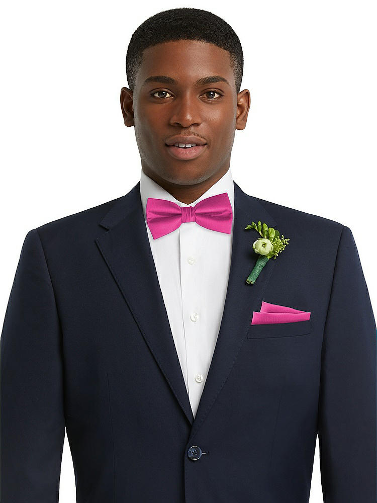 Front View - Fuchsia Classic Yarn-Dyed Bow Ties by After Six