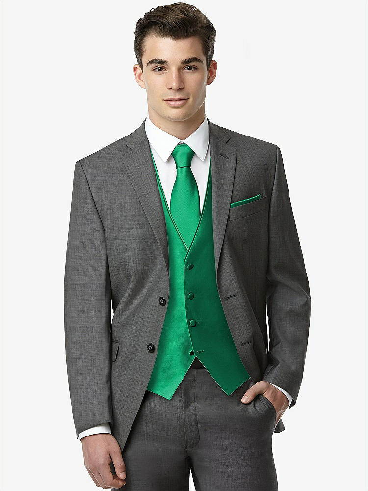 Front View - Pantone Emerald Classic Yarn-Dyed Tuxedo Vest by After Six