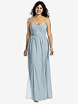 Front View Thumbnail - Mist Strapless Draped Bodice Maxi Dress with Front Slits