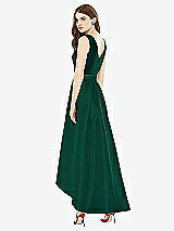 Rear View Thumbnail - Hunter Green & Hunter Green Sleeveless Pleated Skirt High Low Dress with Pockets
