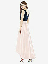 Rear View Thumbnail - Blush & Midnight Navy Sleeveless Pleated Skirt High Low Dress with Pockets