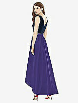 Rear View Thumbnail - Grape & Midnight Navy Sleeveless Pleated Skirt High Low Dress with Pockets