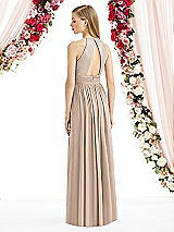 Rear View Thumbnail - Topaz Halter Lux Chiffon Sequin Bodice Dress