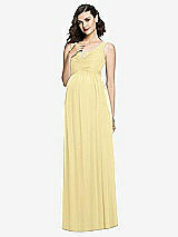 Front View Thumbnail - Pale Yellow Sleeveless Notch Maternity Dress