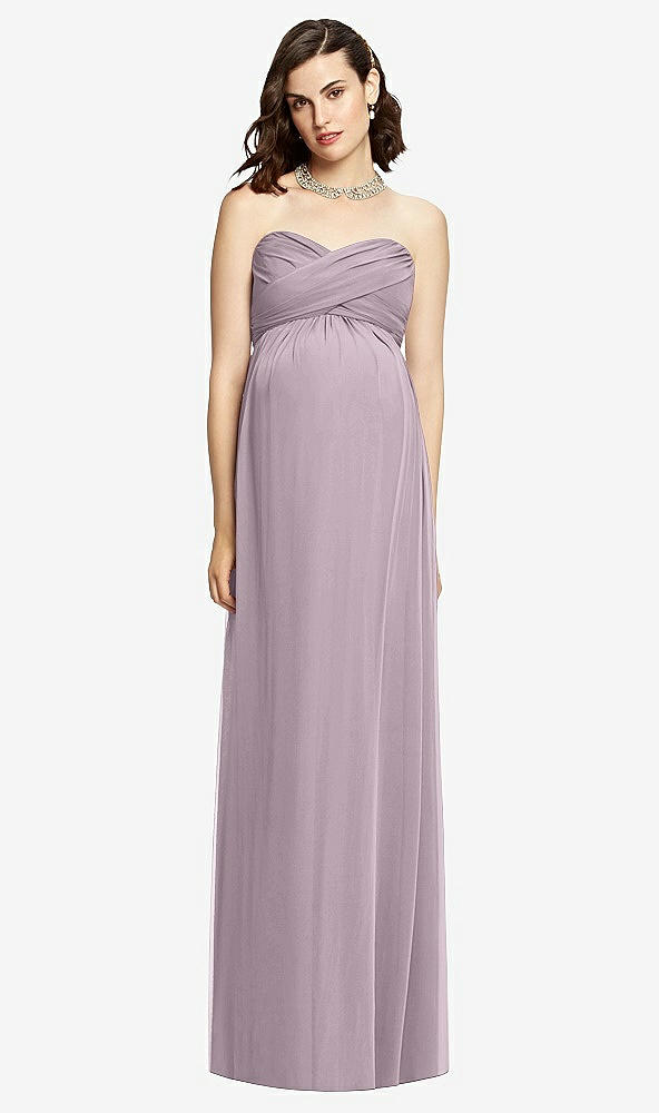 Front View - Lilac Dusk Draped Bodice Strapless Maternity Dress