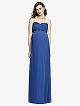 Front View Thumbnail - Classic Blue Draped Bodice Strapless Maternity Dress