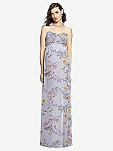 Front View Thumbnail - Butterfly Botanica Silver Dove Draped Bodice Strapless Maternity Dress