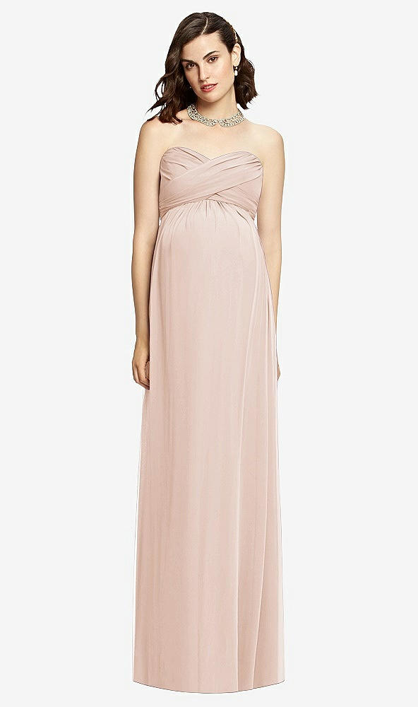 Front View - Cameo Draped Bodice Strapless Maternity Dress