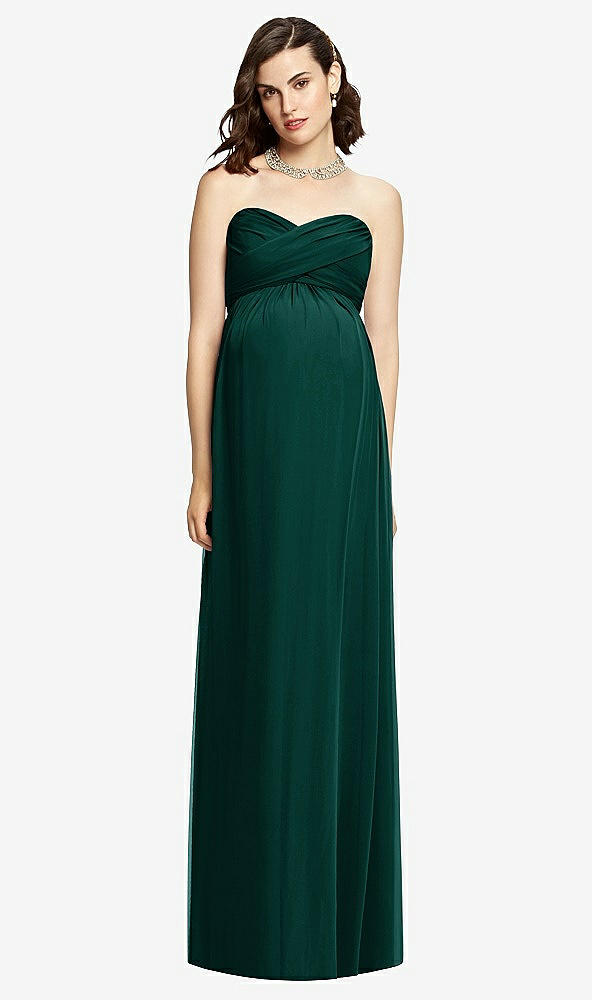 Front View - Evergreen Draped Bodice Strapless Maternity Dress