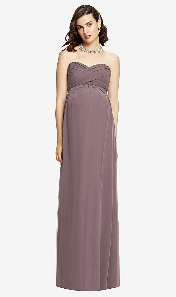 Front View - French Truffle Draped Bodice Strapless Maternity Dress