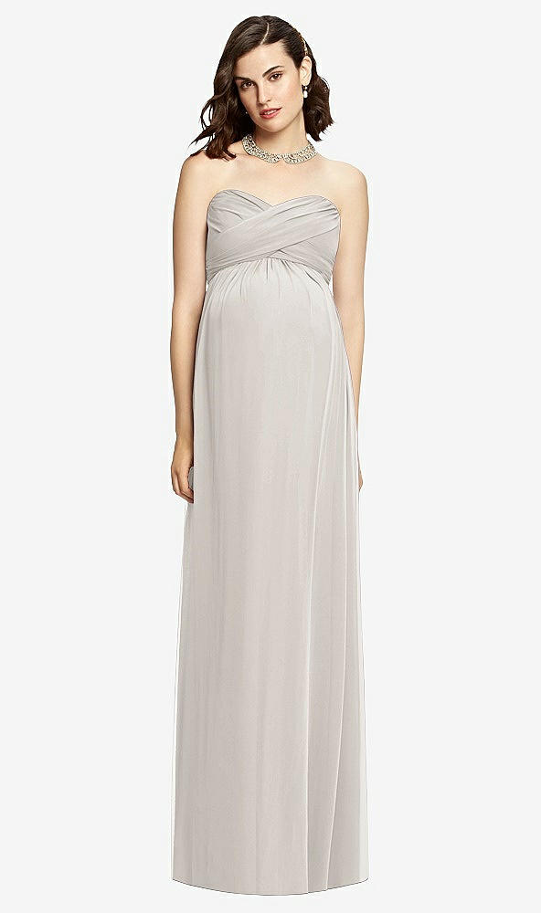 Front View - Oyster Draped Bodice Strapless Maternity Dress