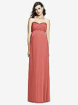 Front View Thumbnail - Coral Pink Draped Bodice Strapless Maternity Dress