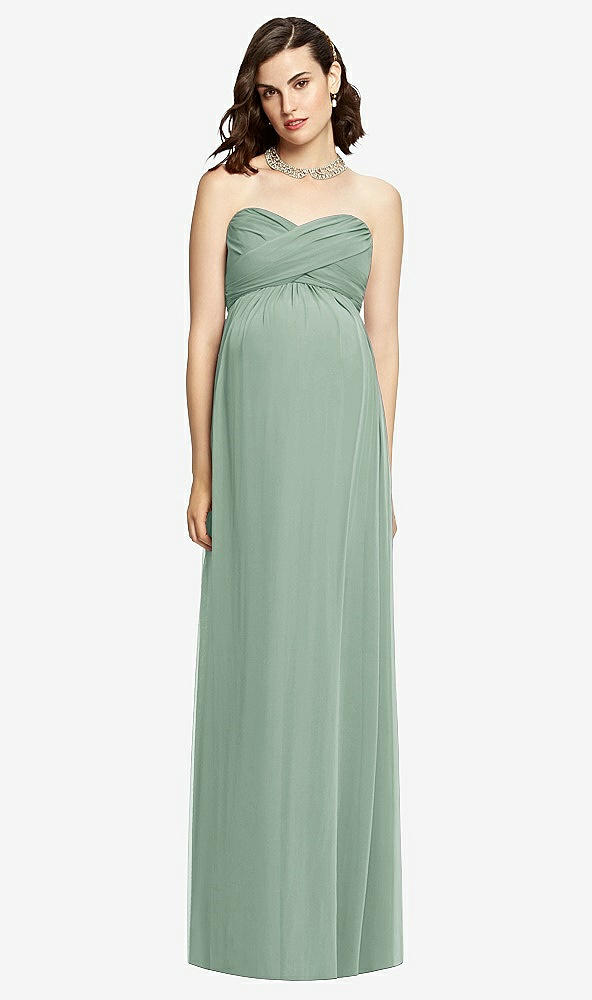 Front View - Seagrass Draped Bodice Strapless Maternity Dress