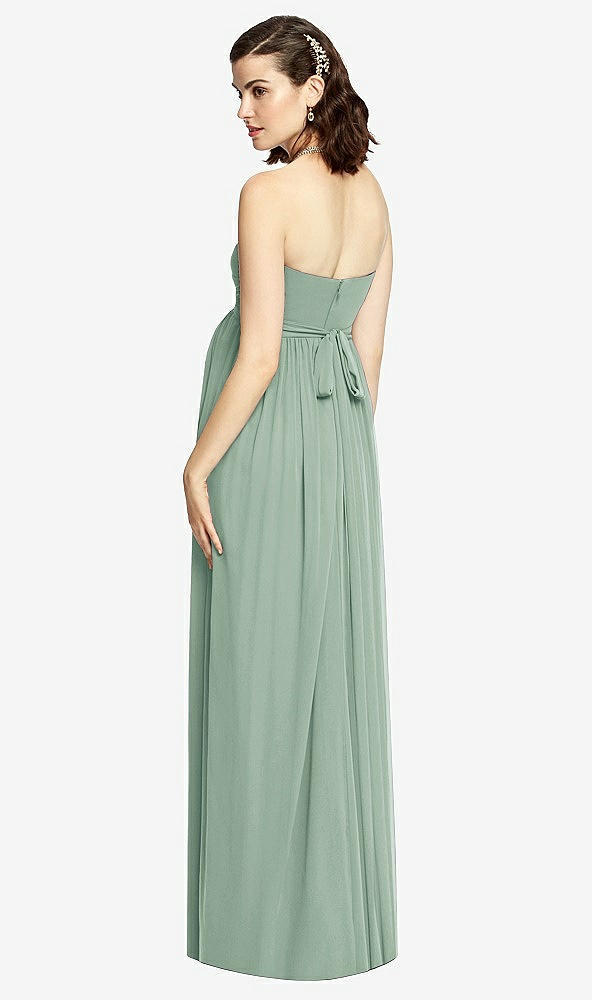 Back View - Seagrass Draped Bodice Strapless Maternity Dress