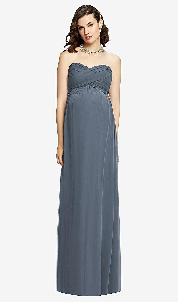 Front View - Silverstone Draped Bodice Strapless Maternity Dress