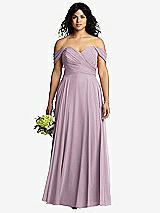 Front View Thumbnail - Suede Rose Off-the-Shoulder Draped Chiffon Maxi Dress