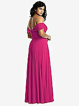 Rear View Thumbnail - Think Pink Off-the-Shoulder Draped Chiffon Maxi Dress