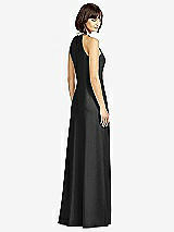 Rear View Thumbnail - Black Full Length Crepe Halter Neckline Dress