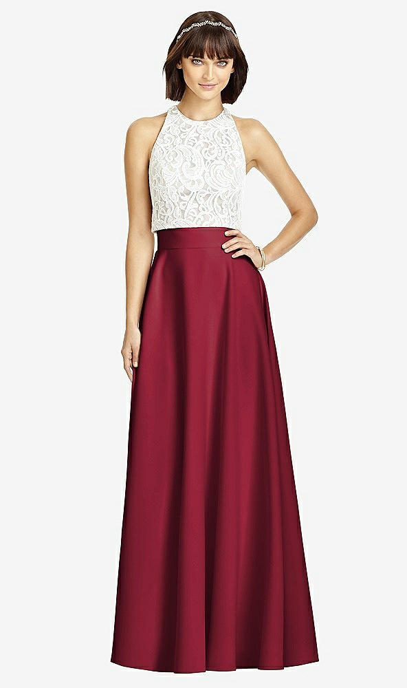 Front View - Burgundy Crepe Maxi Skirt