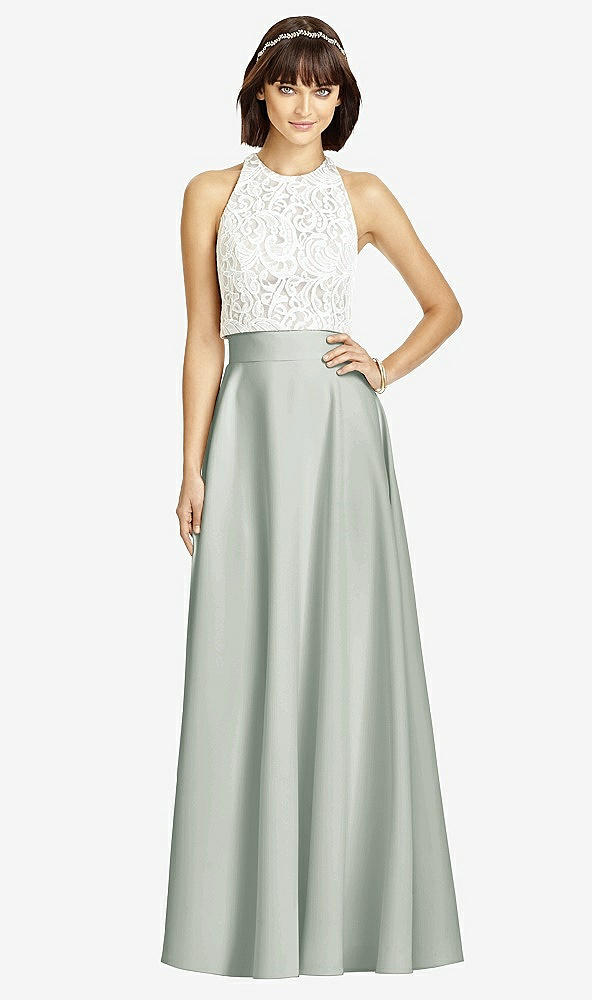 Front View - Willow Green Crepe Maxi Skirt