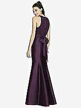 Rear View Thumbnail - Aubergine Mikado Full Length Sleeveless Dress