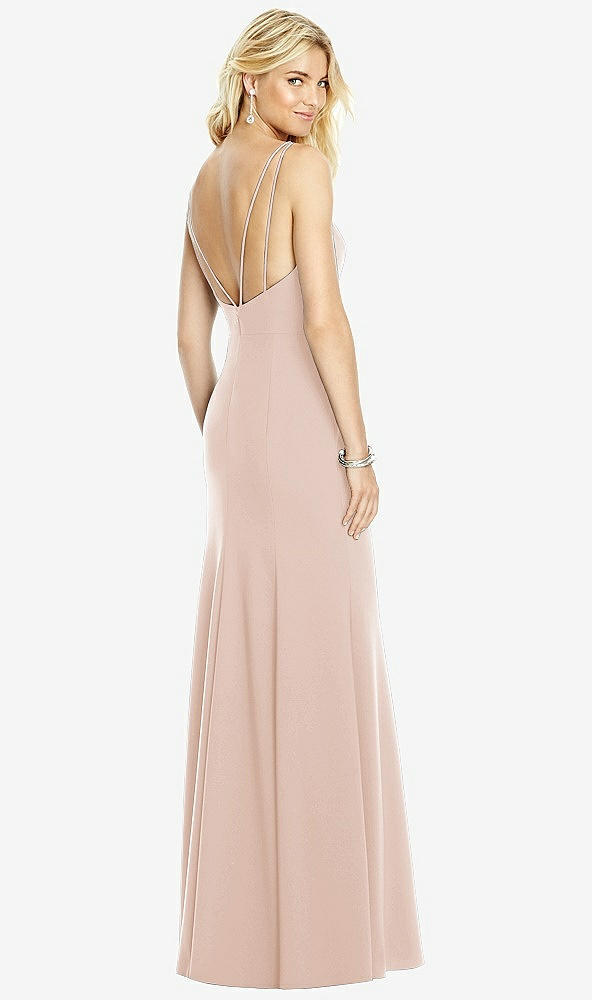Front View - Cameo Bateau Neck Open-Back Trumpet Gown