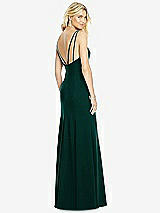 Front View Thumbnail - Evergreen Bateau Neck Open-Back Trumpet Gown