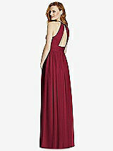 Rear View Thumbnail - Burgundy Cutout Open-Back Shirred Halter Maxi Dress