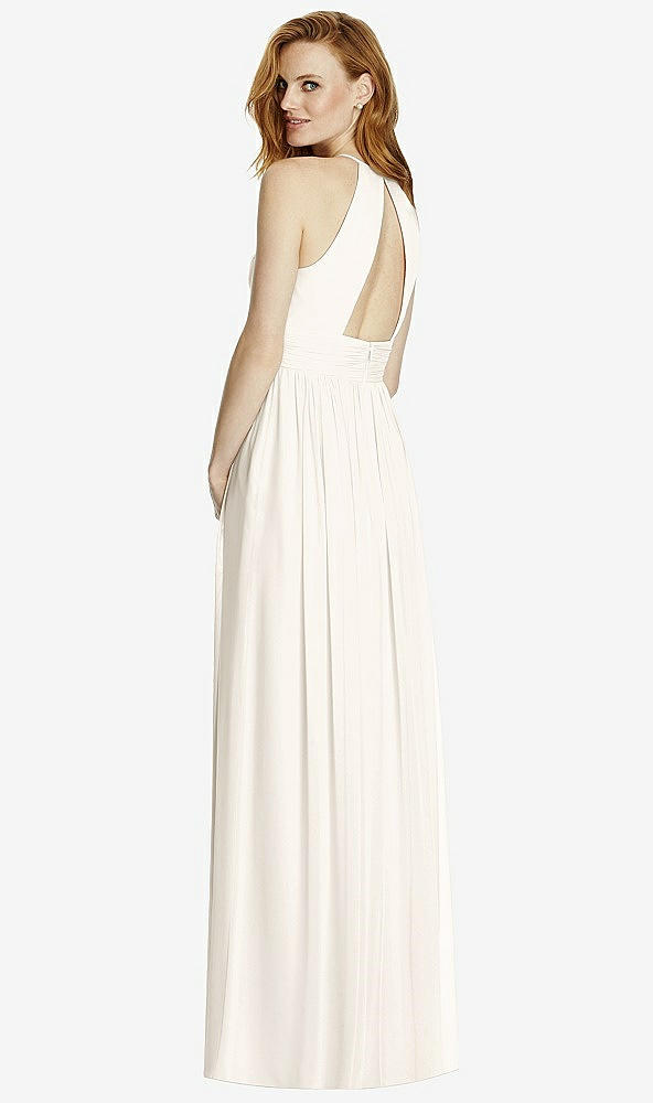 Back View - Ivory Cutout Open-Back Shirred Halter Maxi Dress