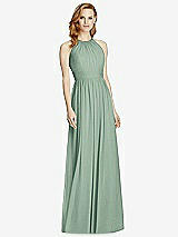 Front View Thumbnail - Seagrass Cutout Open-Back Shirred Halter Maxi Dress
