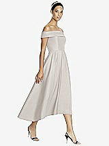 Front View Thumbnail - Oyster Studio Design 4513 Midi Off-the-Shoulder Bridesmaid Dress