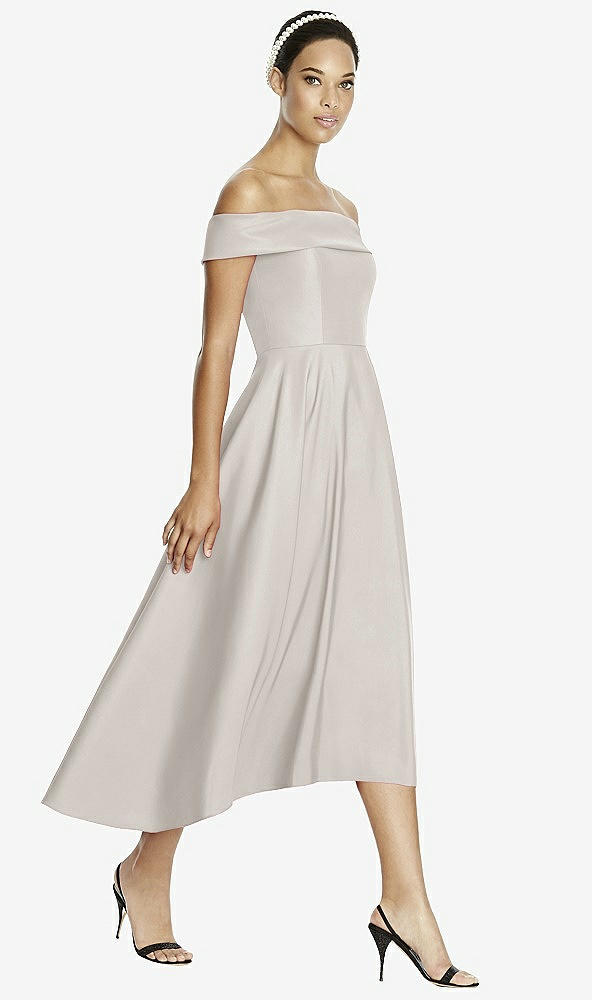 Front View - Oyster Studio Design 4513 Midi Off-the-Shoulder Bridesmaid Dress