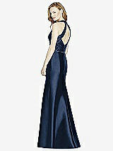 Rear View Thumbnail - Midnight Navy & Midnight Navy Studio Design Collection 4514 Full Length Halter V-Neck Bridesmaid Dress